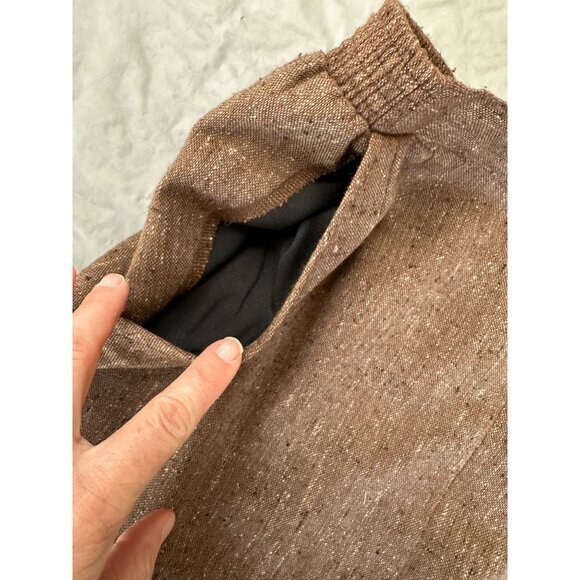 Pykette Womens Brown Skirt 14 midi‎ elastic pull on polyester vintage pockets - Picture 5 of 9